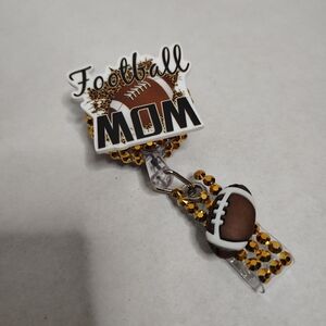 Football Mom Retractable Badge Reel Id Holder Work Id Holder Nurse Id
